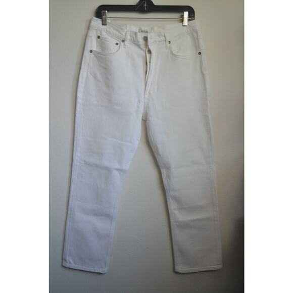 White AGOLDE 30 Los Angeles Riley High Rise Straight Crop Jeans - Picture 1 of 5